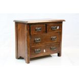 Apprentice style varnished Pine set of four drawers with vintage metal handles, measures approx 45 x