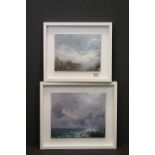 Two Contemporary Oil on Board Paintings of Stormy Seascapes, 30cms x 26cms and 26cms x 20cms, both