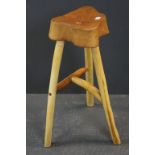 Craftsman Made Beech, Ash and Cherry Three Legged Stool, 83cms high