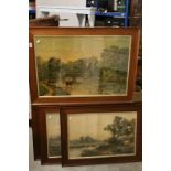 Four large framed and glazed coloured Prints of country scenes and an even larger example approx
