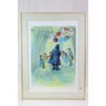 Framed & glazed Signed Limited Edition print of a Balloon Seller, measures approx 80 x 59cm