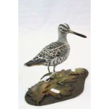 Mike Wood hand painted Wooden model of a "Snipe" and dated 2003, stands approx 19cm tall