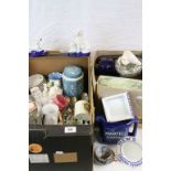 Mixed collectables to include ceramics, glass & metalware in two boxes