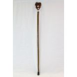 Hand Carved Wooden Walking Stick with the handle in the form of a Dog