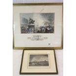 Two 19th Century framed & glazed hand coloured Engravings of Bristol Riots 1831, the larger one
