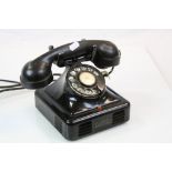 Vintage Belgium Bell Gurder Black Bakelite and Metal Telephone with Red Recall Button