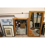 Collection of Framed and glazed Prints, a Wool picture and two Mirrors, one with Mackintosh style