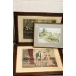 Large pair of framed and glazed Haigh Wood coloured Prints and a watercolour of Great Somerford,