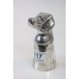 English Pewter Dogs head Stirrup cup