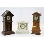 Early 20th Century miniature wooden cased Grandfather style Clock, another similar example with
