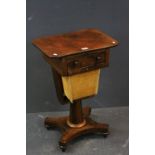 Mid 19th century Mahogany Work / Sewing Table, single drawer above a slide-out thread / wool