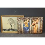 Coulson Print and an Unframed Oil Painting of Roman Scene