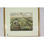 Framed and Glazed Coloured Engraving ' Kempsford the Seat of the Lord Viscount Weymouth ', 30cms x