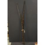 Papua New Guinea tribal Bow and Five Arrows, various designs, bow length approx 173cm