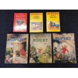 Three early Daily Express Rupert Annuals to include 1946, 1947, 1948 plus two Mary Tourtel books