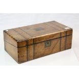 Walnut veneered and Marquetry inlaid Writing Slope with fitted interior, Brass lock escutcheon &