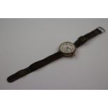 WW1 era hallmarked Silver Trench type Watch, the Enamel dial marked "Elgin", with sub-dial at the