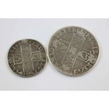Queen Anne Silver Half Crown 1708 & Shilling 1711