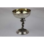 EPNS chalice, the stem modelled as a figure sat amongst a grape vine holding the cup aloft,
