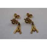 Pair of 18ct yellow gold Queen Alexandra's Royal Army Nursing Corps (QARANC) drop earrings with