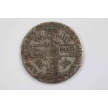 William & Mary Silver Shilling coin 1693, Crowned cruciform shield with WM in angles to reverse,