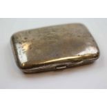 Early George V silver cigarette case with engraved initials to centre, makers Thomas Bishton,