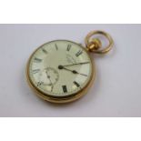 Victorian 18ct yellow gold open face top wind pocket watch, John Glover of Richmond, white enamel