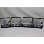 Four boxed Franklin Mint Quarter Dollar coin sets to include 2000, 2006, 2007 & 2008