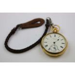 Hallmarked 18ct Gold Gents Pocket Watch 1946, with Enamel dial & sub-dial at the six position,