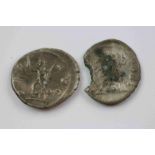 Two Alexander Severus Silver Denarius coins, one in Very Good condition approx 2.4 grams, the