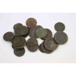 Bag of vintage UK Copper coins, 17th, 18th & 19th Century