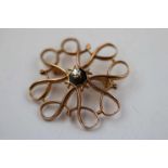 Mid twentieth century diamond 9ct rose gold brooch, small central round eight cut diamond, claw