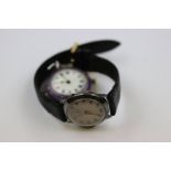 Hallmarked Silver Trench style wristwatch with enamel dial & purple enamel bezel, London import