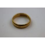 22ct yellow gold Gents wedding band, band width approximately 5mm, ring size R