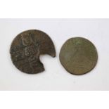James II Gun Money Shilling 1690 & Half Crown 1690, with Musket Ball hole