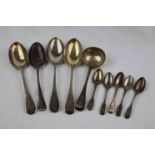 Silver flatware to include an Old English pattern silver serving spoon, probably William Withers