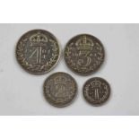 Edward VII Silver Maundy four coin set 1904 in Very Fine or better condition