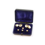 Pair of 9ct gold chain link cufflinks, two plain oval panels to each cufflink measuring