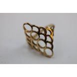 9ct yellow gold dress ring, the marquise shaped head form of overlapping openwork circles, length