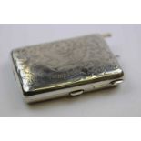 Silver ladies compact, cast lion and foliate decoration to case, bright cut engraved Mary Campbell