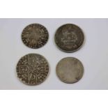George III Silver Shilling, George IV Shilling 1825, George III Sixpence 1787 & William III Sixpence