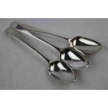 George III silver table spoon, Old English pattern, initials to reverse, makers Thomas Dealtry,