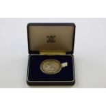 Large boxed Royal Mint Prince Charles Investiture Silver Medallion 1969, approx 70.2 grams