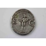 Roman Silver Follis coin, Emperor Agrippa, SC mark to reverse, approx 26mm diameter, 12 grams