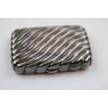 Victorian silver cigarette case, reeded writhen design, gilt interior, makers Stokes & Ireland