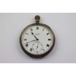 Early George V J W Benson silver open face top wind pocket watch, white enamel dial and subsidiary
