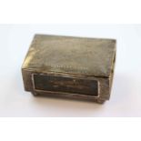 Edwardian silver matchbox holder raised on four ball feet, engraved Harry Scaplehorn Lockeridge