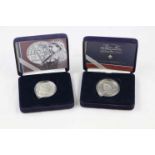 Boxed Royal Mint Silver proof £5 Anniversary Crown 2001 with COA & a Boxed Royal Mint Centenary £5