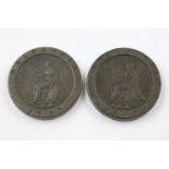 Two George III Cartwheel Twopence coins 1797 in Very Good or better condition