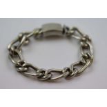 Silver curb link identity bracelet, tongue and box clasp, stamped 925